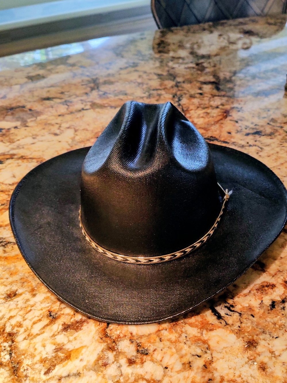 Youth Black Cowboy Hat with Braided Accent Band.